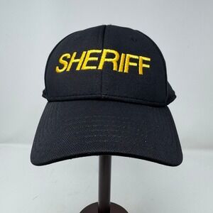 OC Sports ProFlex Sheriff Embroidered Fitted Baseball Hat Cap Black Gold XS/S